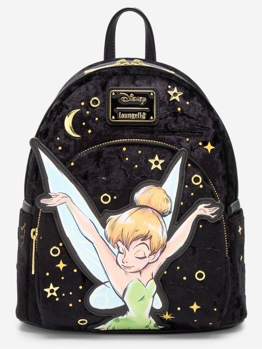New Loungefly Disney Peter Pan Tinker Bell Pixie Dust Velvet Mini Backpack